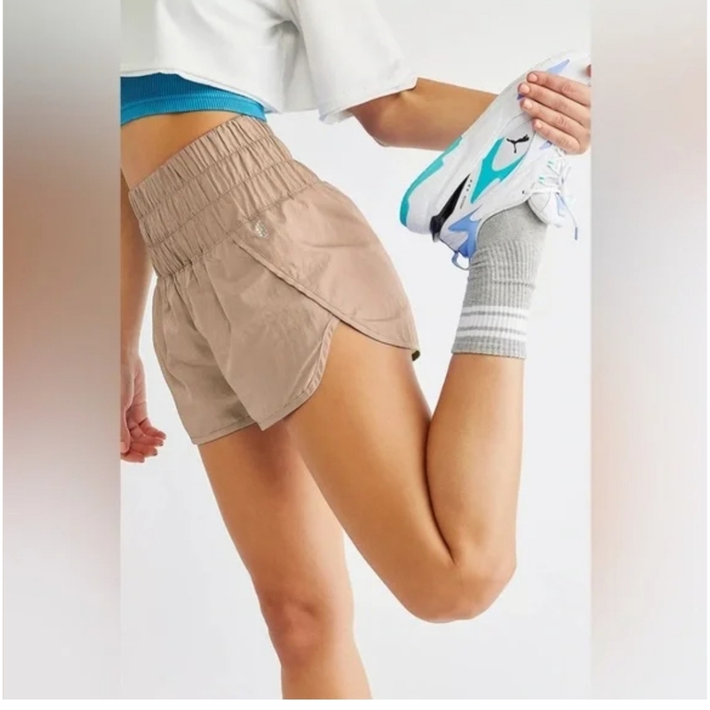 Free People Movement The Way Home Shorts Clay High Rise Smocked Waist Running S